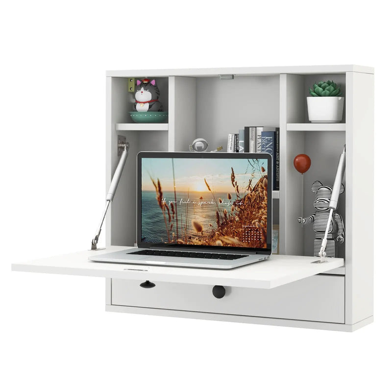 Wall-Mount Floating Desk Foldable Space Saving Laptop Workstation by DirectDeals