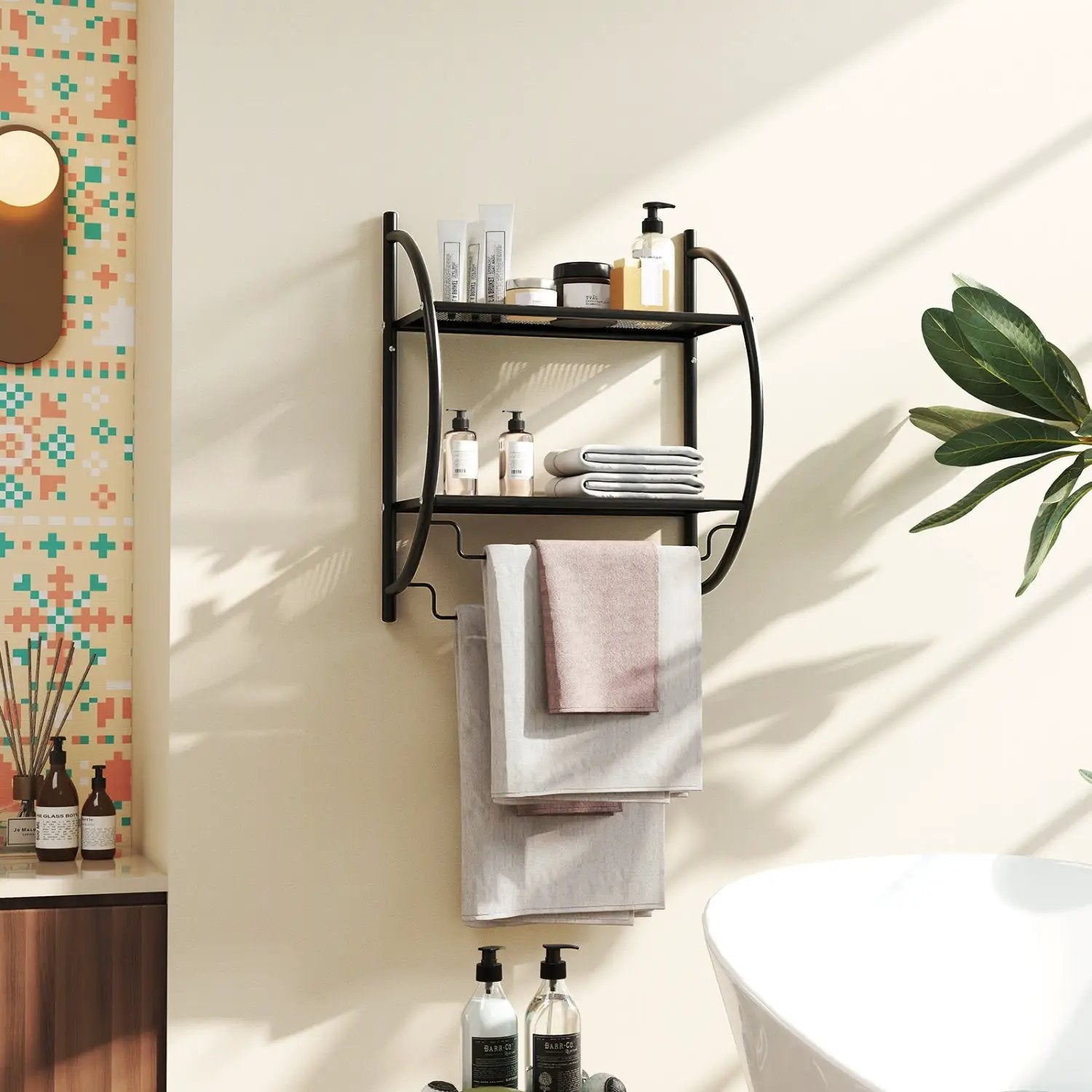 2-Tier Wall Mounted Bathroom Towel Rack with Towel Bars by DirectDeals
