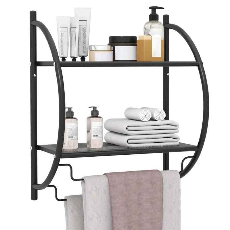 2-Tier Wall Mounted Bathroom Towel Rack with Towel Bars by DirectDeals