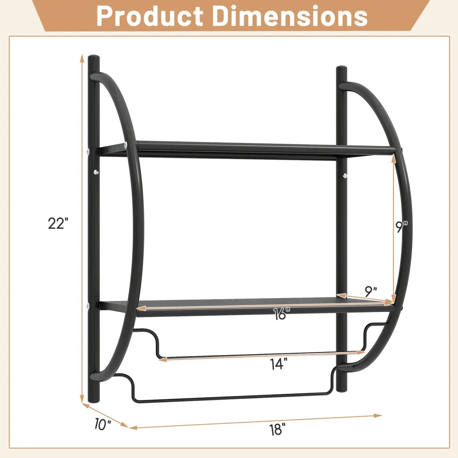 2-Tier Wall Mounted Bathroom Towel Rack with Towel Bars by DirectDeals