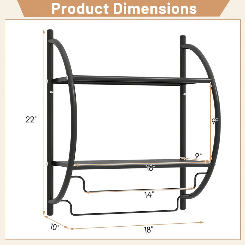 2-Tier Wall Mounted Bathroom Towel Rack with Towel Bars by DirectDeals