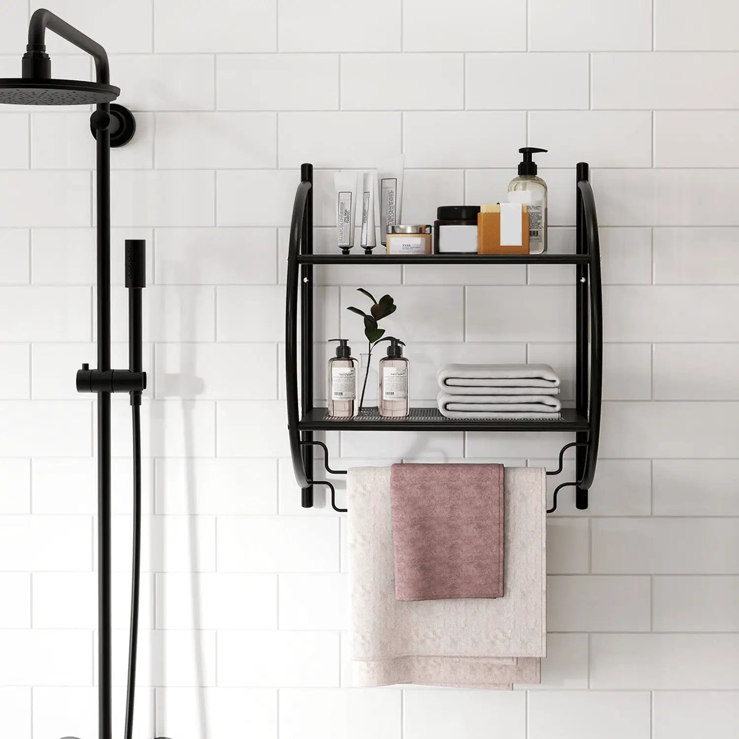 2-Tier Wall Mounted Bathroom Towel Rack with Towel Bars by DirectDeals