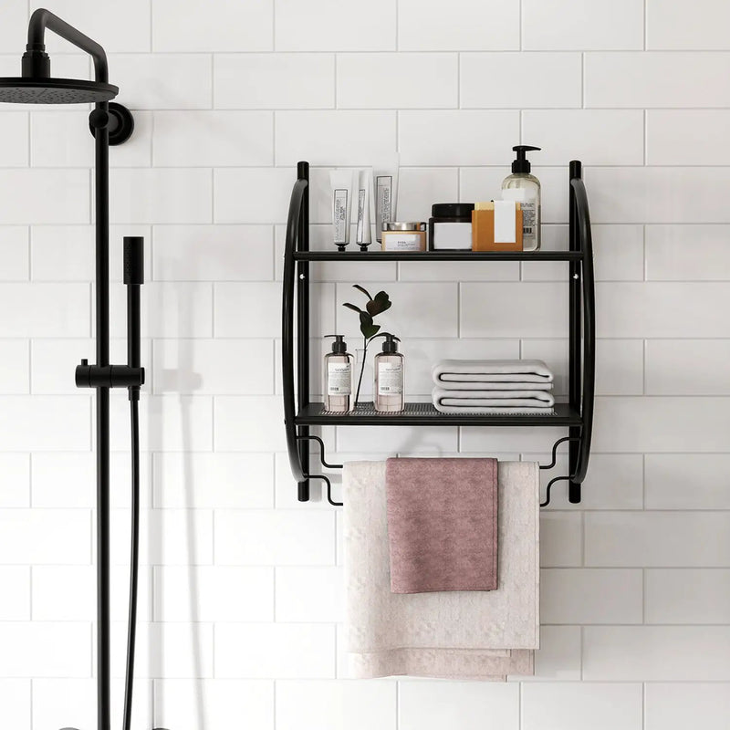 2-Tier Wall Mounted Bathroom Towel Rack with Towel Bars by DirectDeals