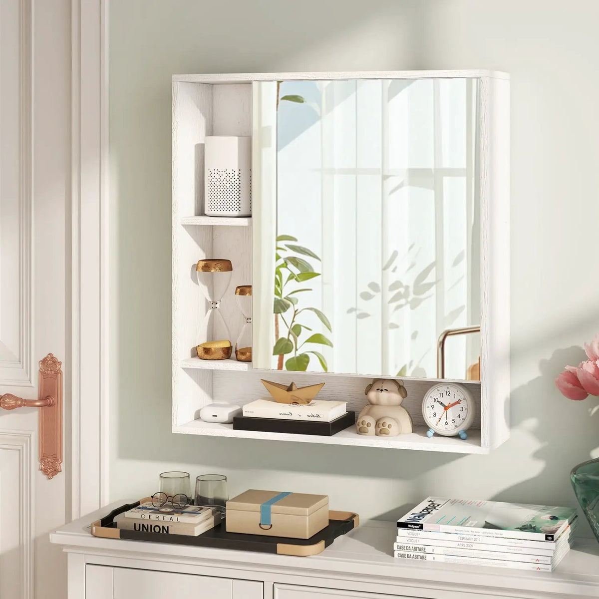 Wall Mounted Bathroom Cabinet with Mirror Single Door, photo 3 of 32