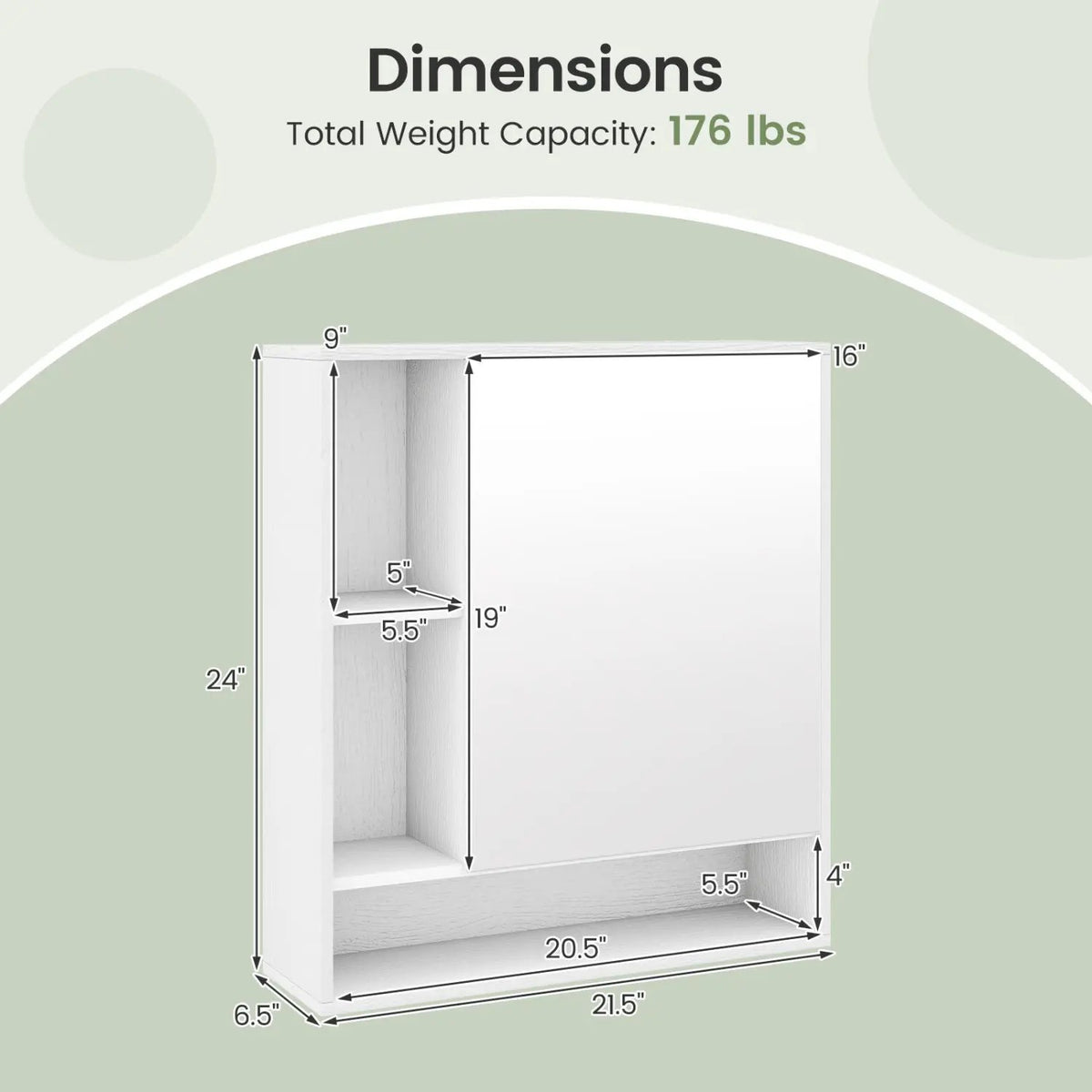 Wall Mounted Bathroom Cabinet with Mirror Single Door, photo 17 of 32