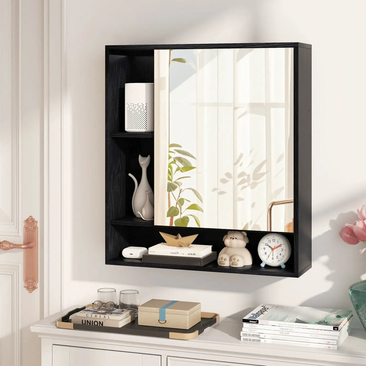 Wall Mounted Bathroom Cabinet with Mirror Single Door, photo 2 of 32