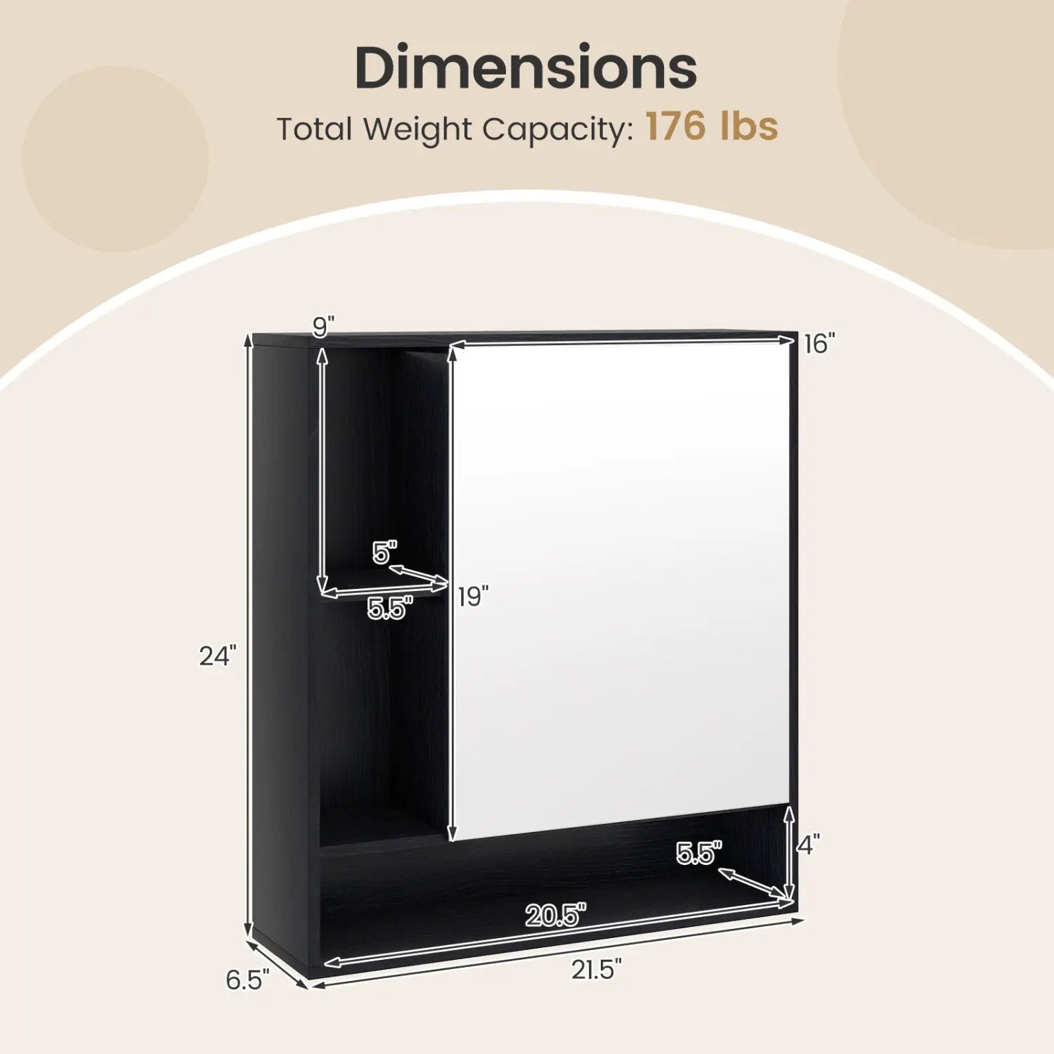 Wall Mounted Bathroom Cabinet with Mirror Single Door by DirectDeals