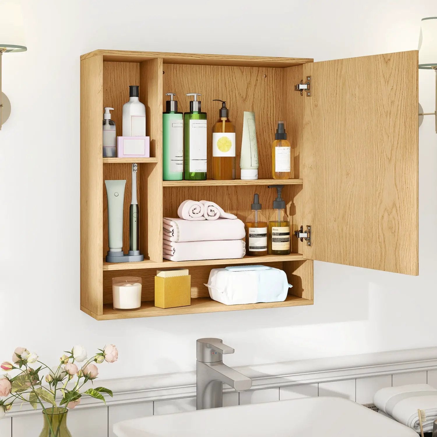 Wall Mounted Bathroom Cabinet with Mirror Single Door by DirectDeals