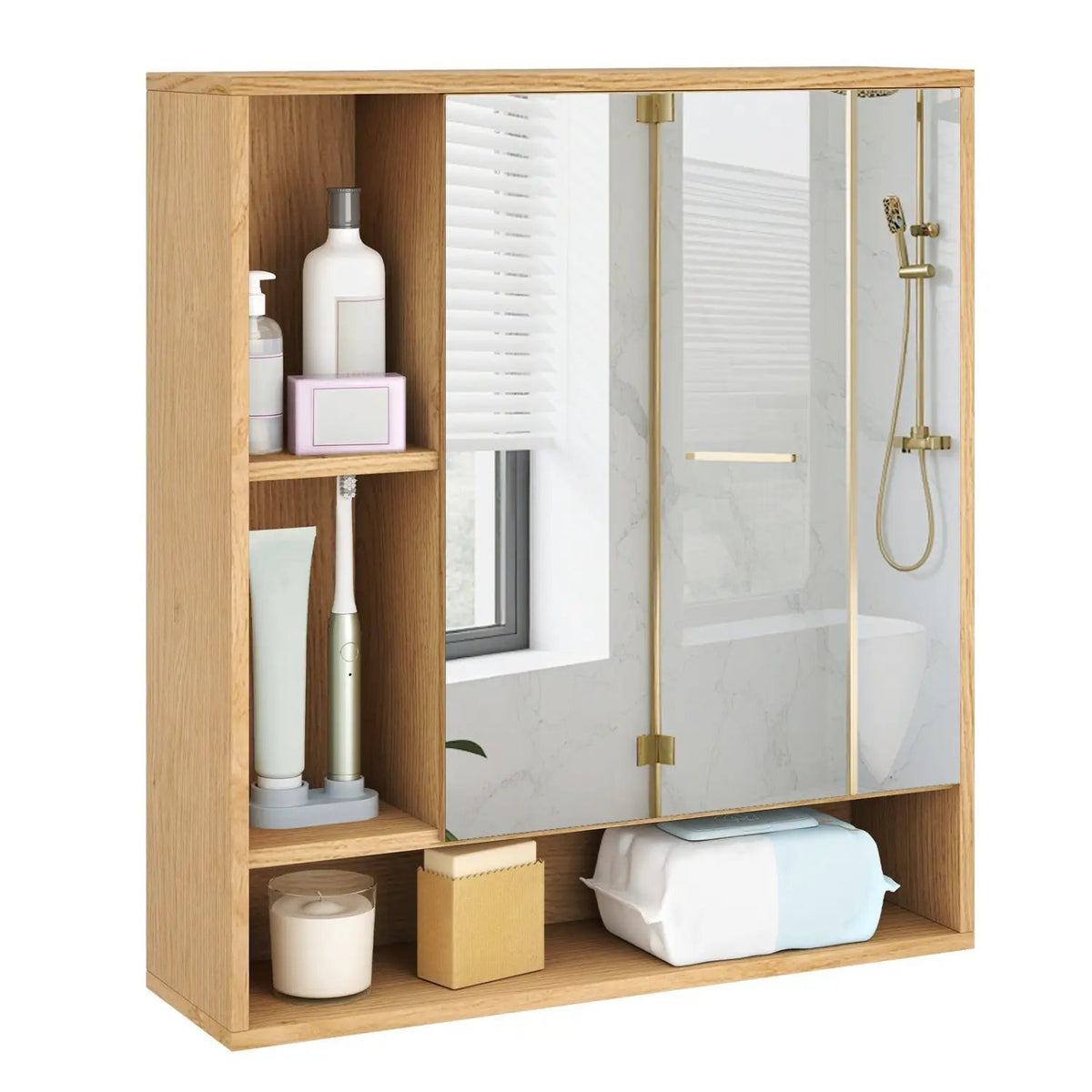 Wall Mounted Bathroom Cabinet with Mirror Single Door, photo 16 of 32