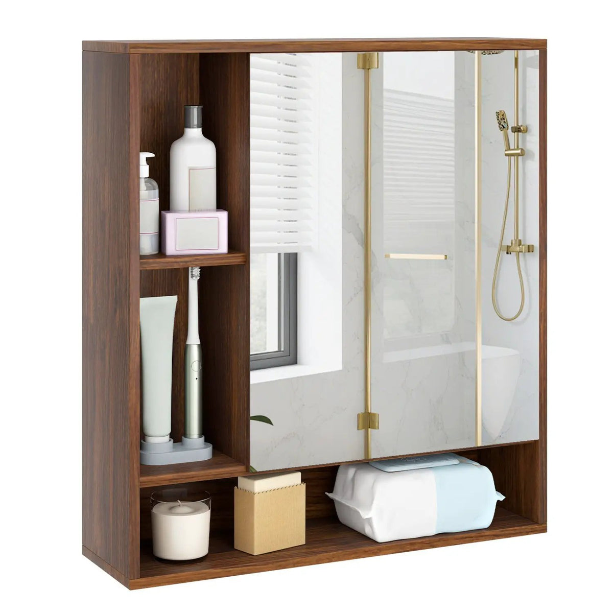 Wall Mounted Bathroom Cabinet with Mirror Single Door, photo 13 of 32