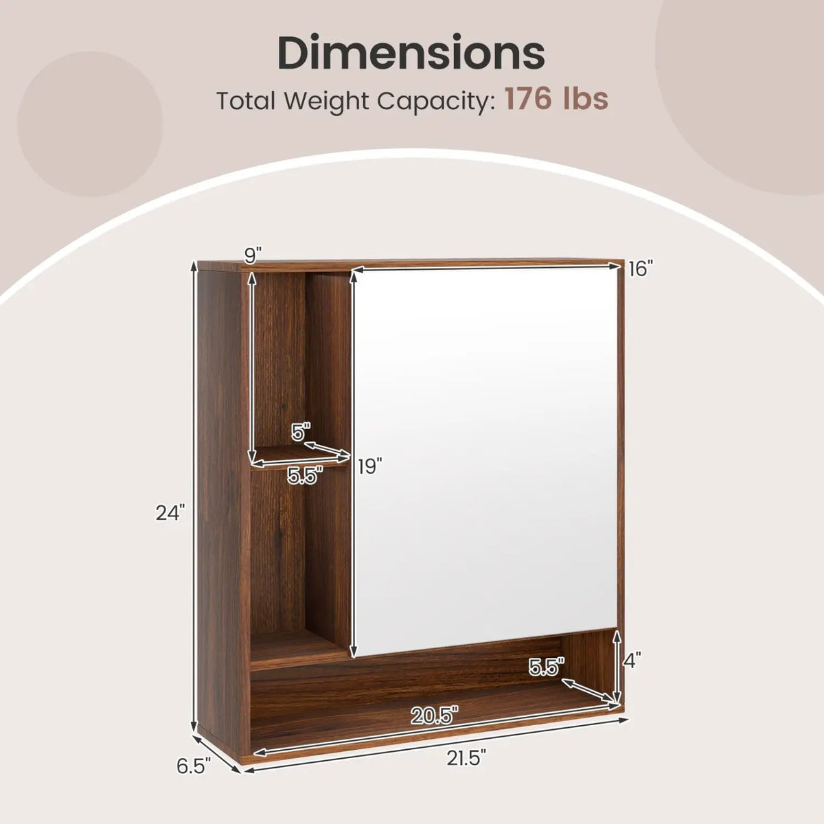 Wall Mounted Bathroom Cabinet with Mirror Single Door, photo 20 of 32