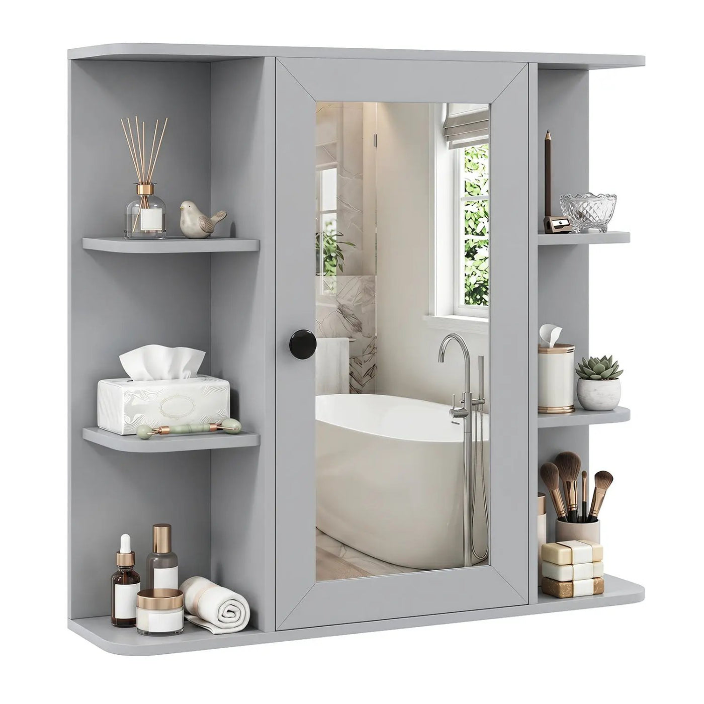 Wall Mounted Bathroom Medicine Cabinet with Mirror - Gray by DirectDeals