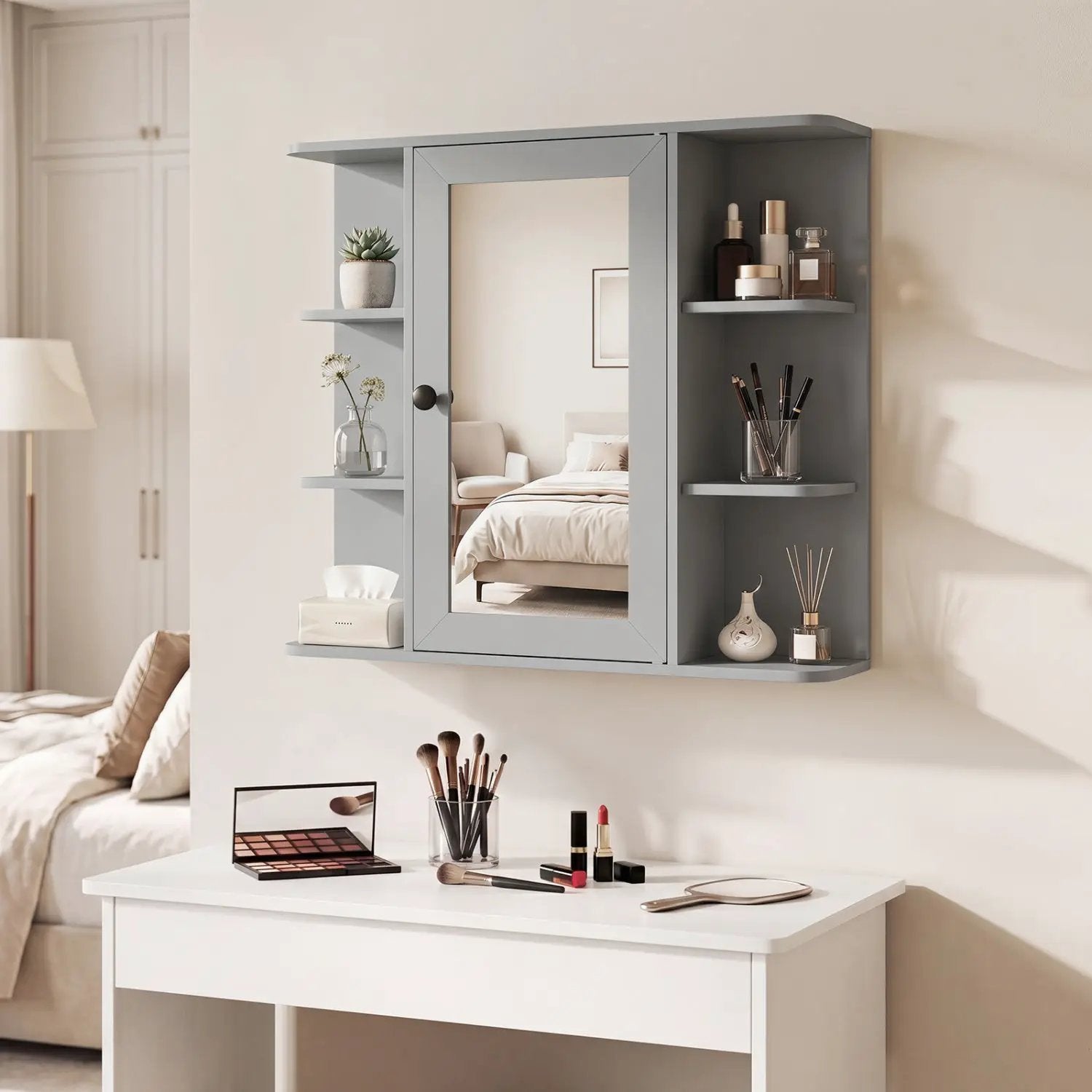 Wall Mounted Bathroom Medicine Cabinet with Mirror - Gray by DirectDeals