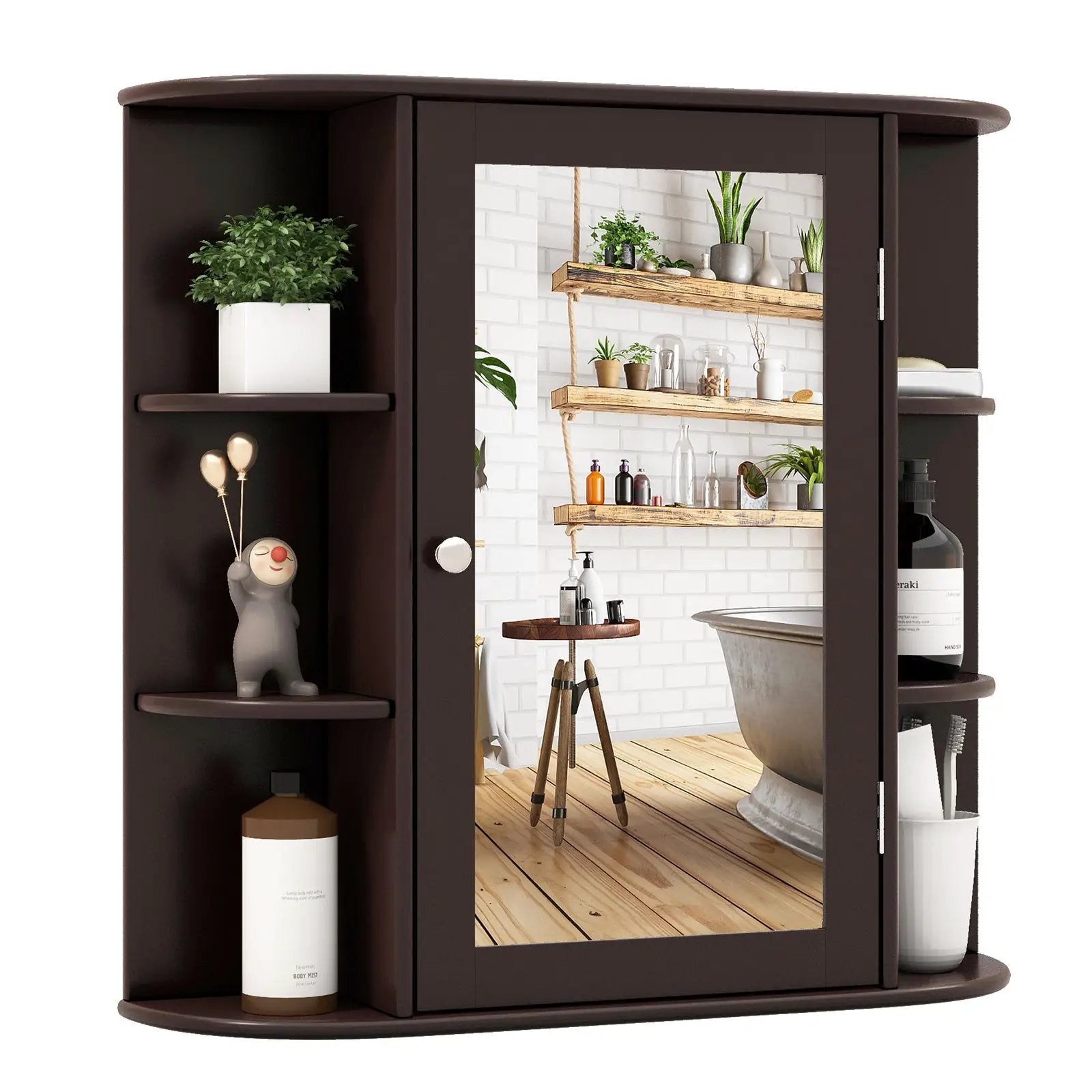 Wall-Mounted Bathroom Mirror Cabinet with Storage Shelves by DirectDeals