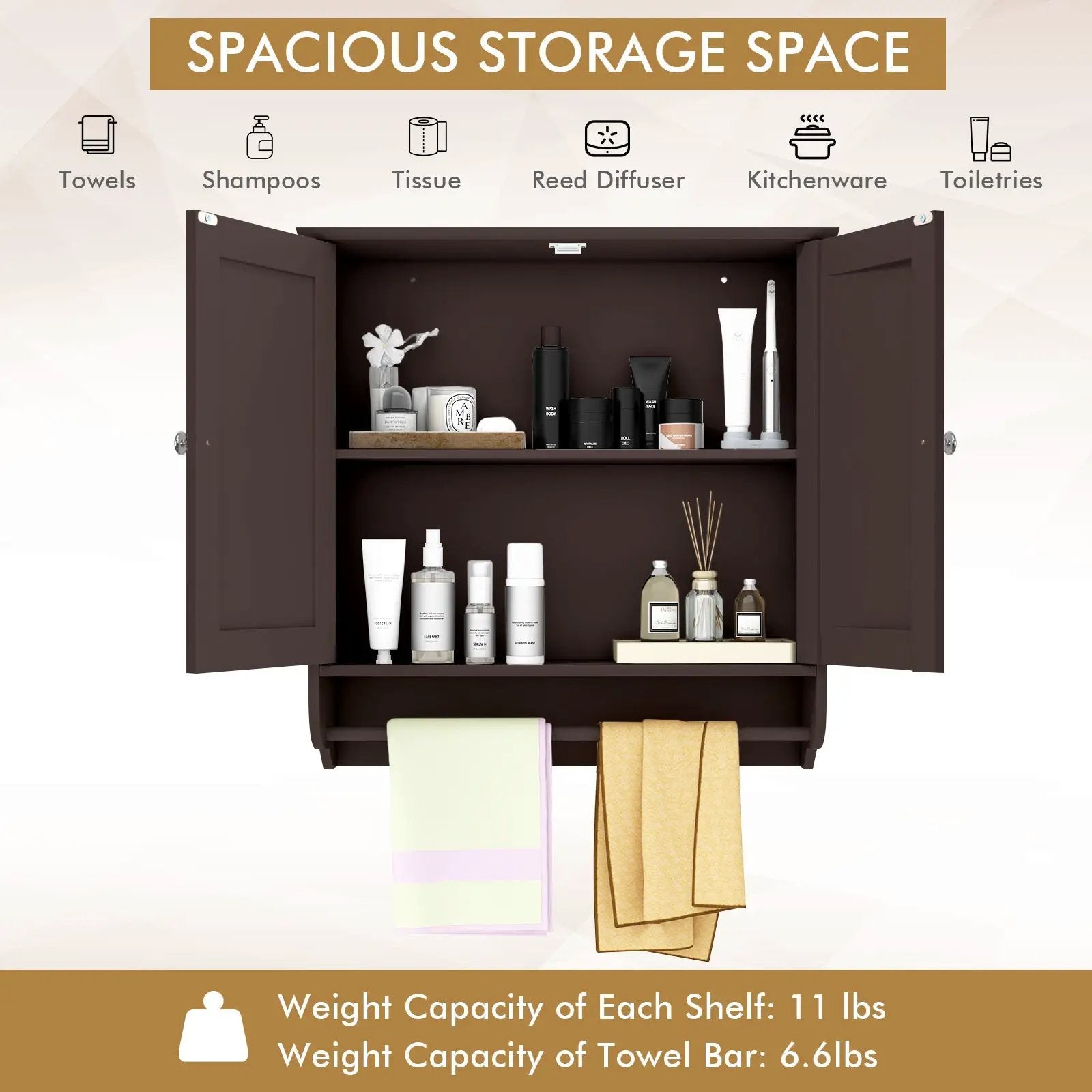 Wall Mounted Bathroom Storage Medicine Cabinet with Towel Bar by DirectDeals