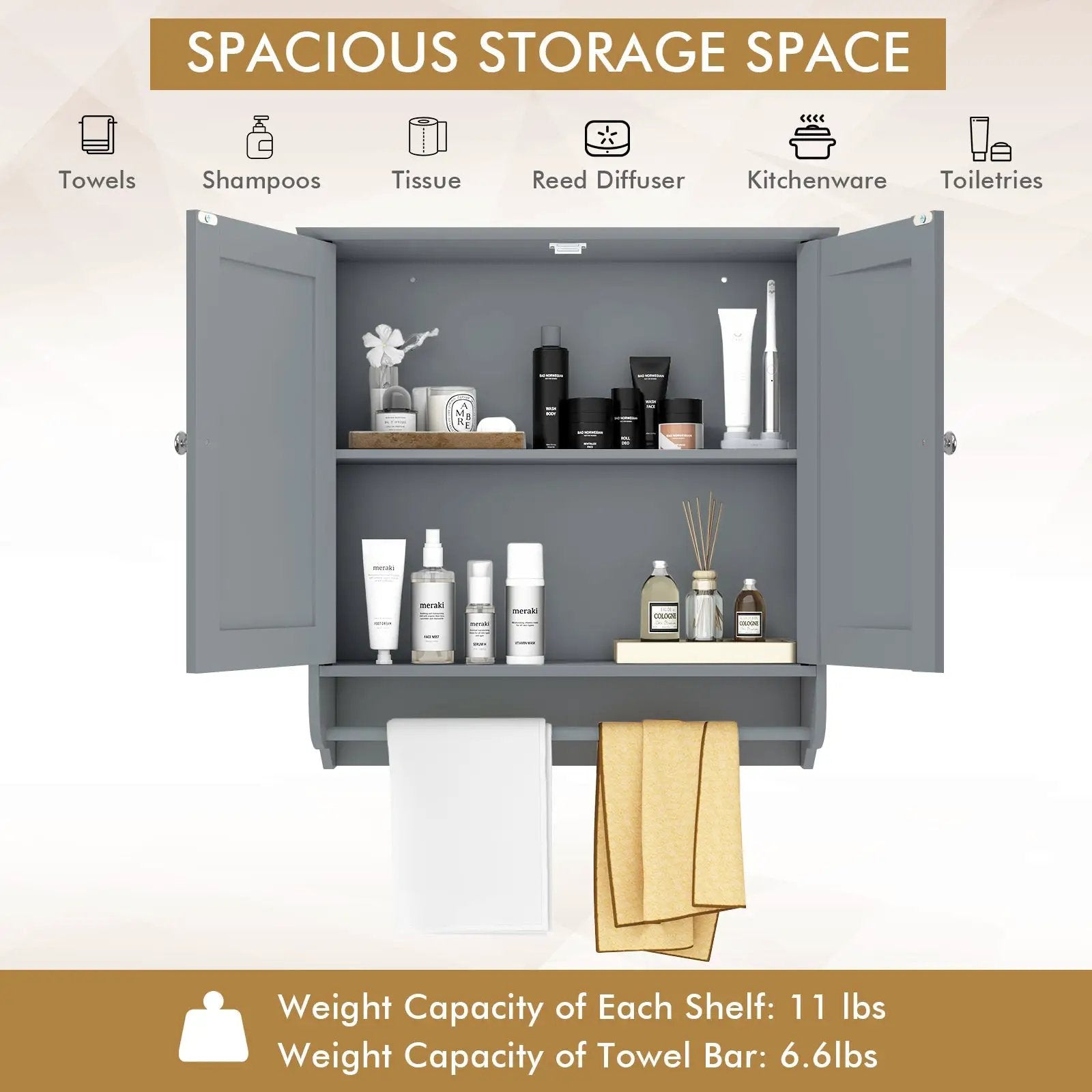 Wall Mounted Bathroom Storage Medicine Cabinet with Towel Bar by DirectDeals