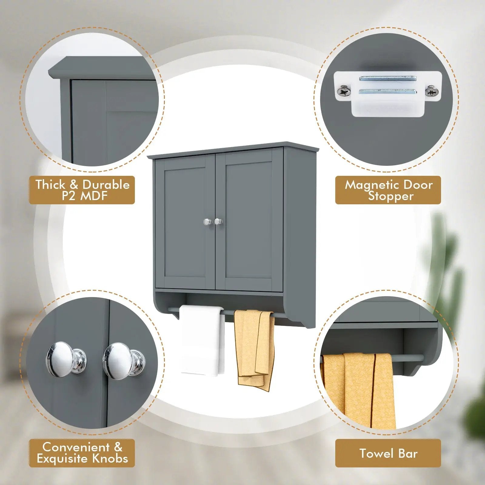 Wall Mounted Bathroom Storage Medicine Cabinet with Towel Bar by DirectDeals