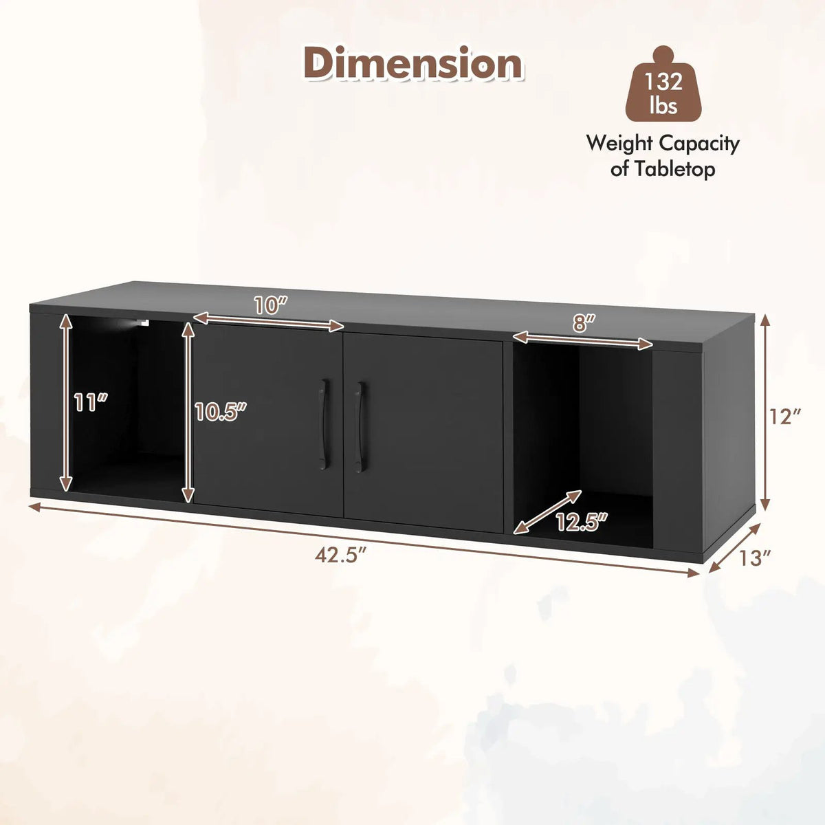 Wall Mounted Floating 2 Door Desk Hutch Storage Shelves, photo 5 of 9