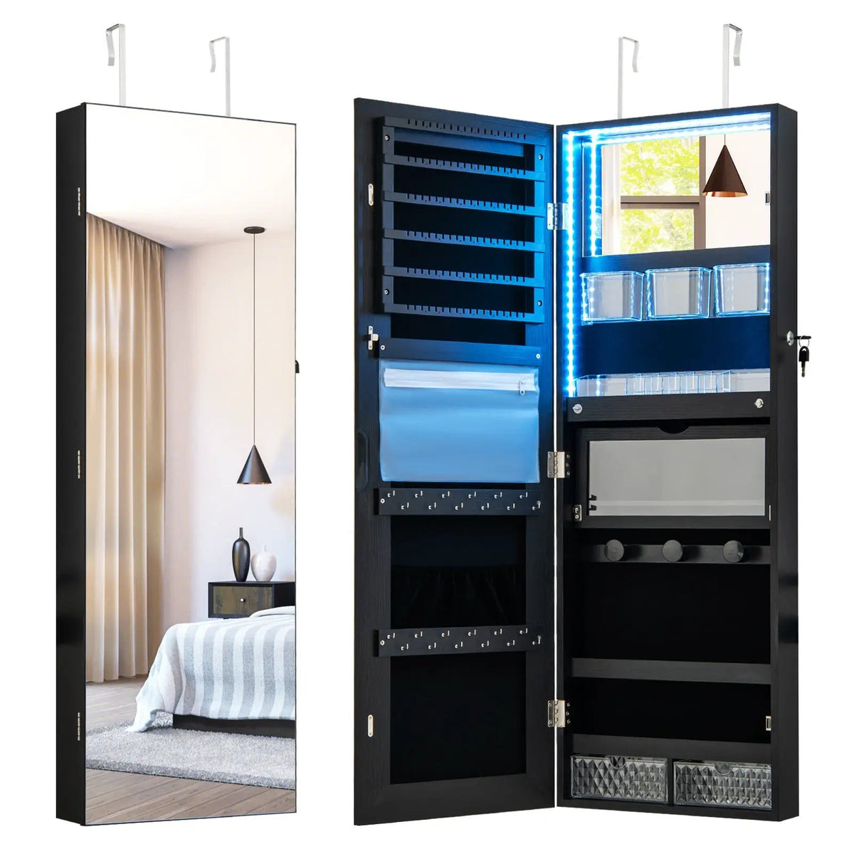 Wall Mounted Jewelry Cabinet with Full-Length Mirror, photo 5 of 16