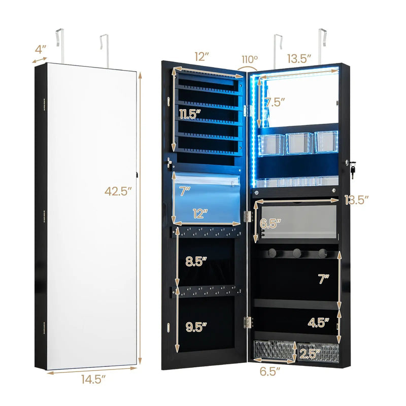 Wall Mounted Jewelry Cabinet with Full-Length Mirror by DirectDeals