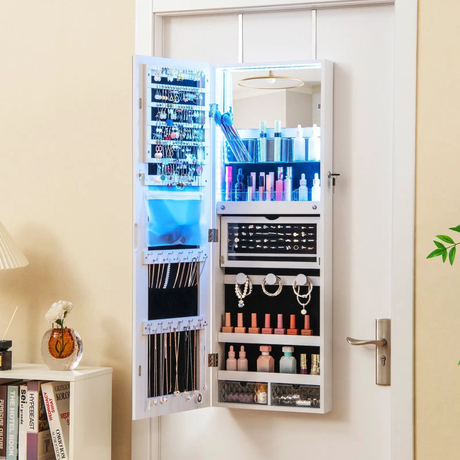 Wall Mounted Jewelry Cabinet with Full-Length Mirror by DirectDeals