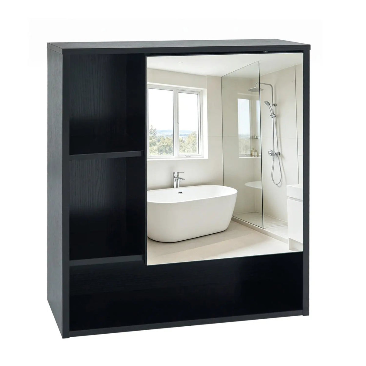 Wall-Mounted Mirror Cabinet with Hidden & Open Storage, photo 3 of 24