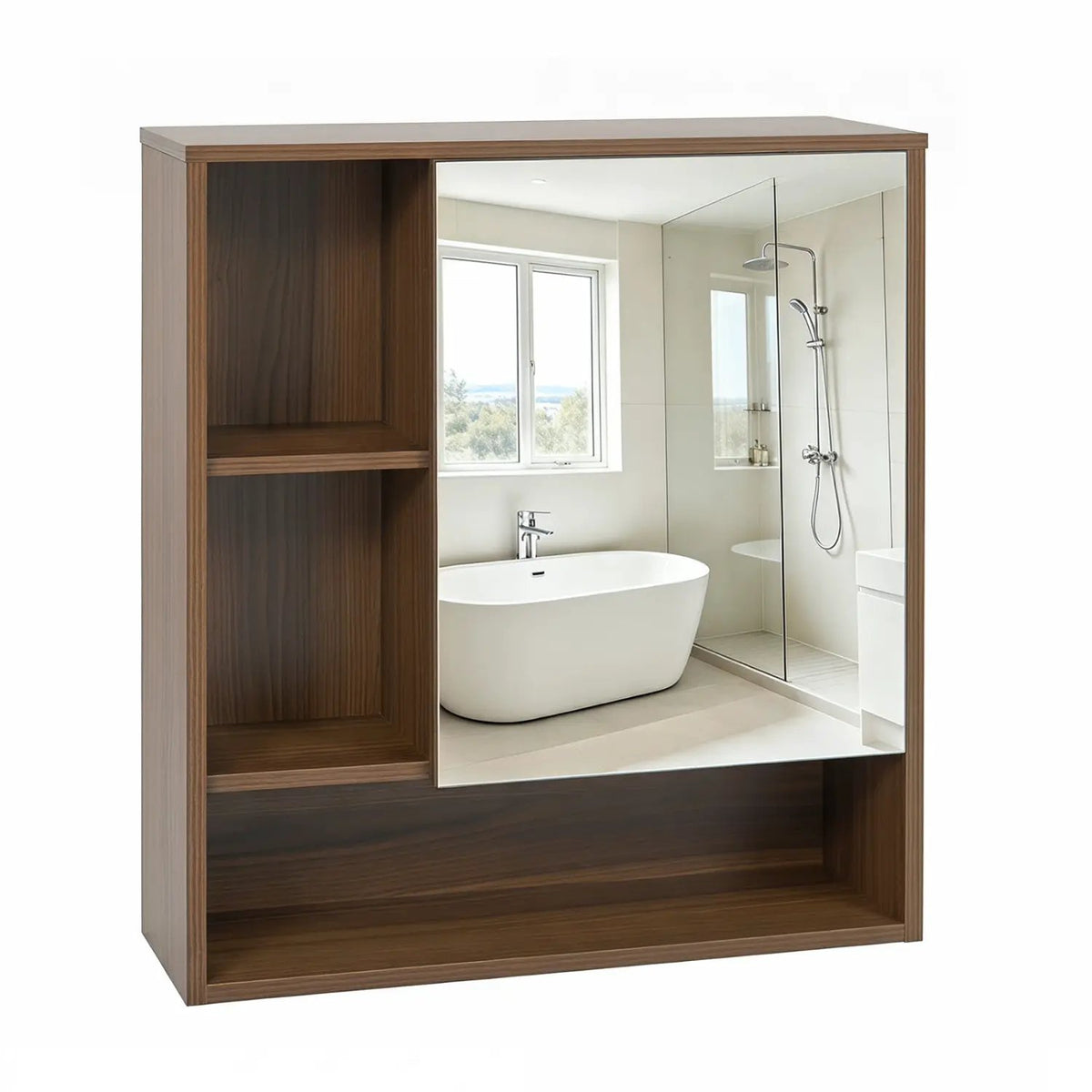 Wall-Mounted Mirror Cabinet with Hidden & Open Storage, photo 11 of 24