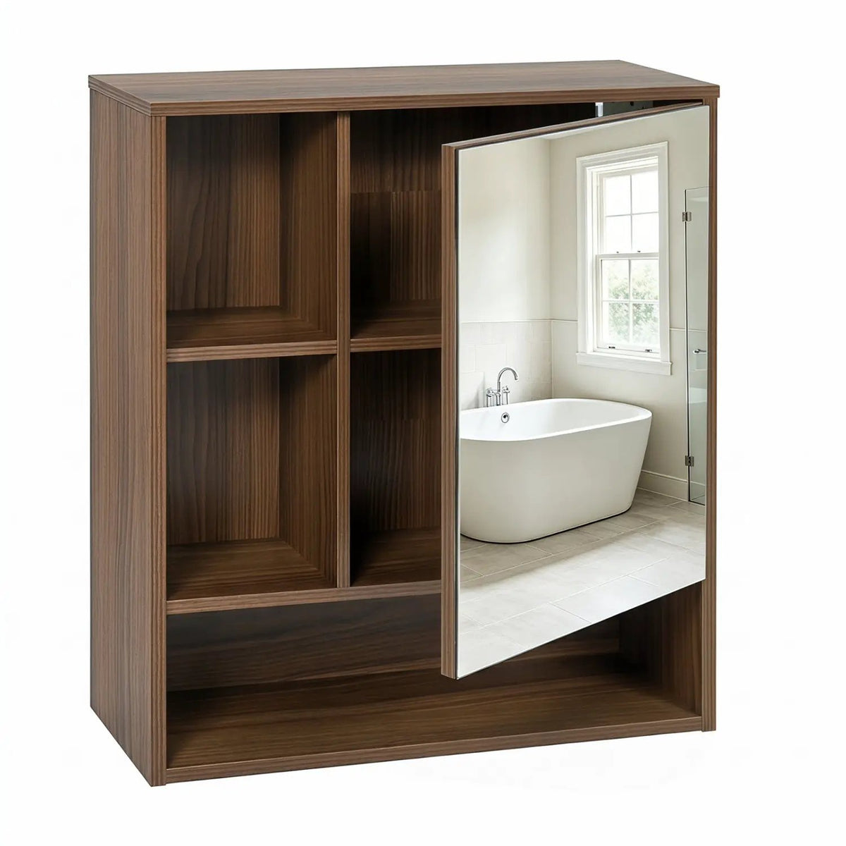 Wall-Mounted Mirror Cabinet with Hidden & Open Storage, photo 12 of 24