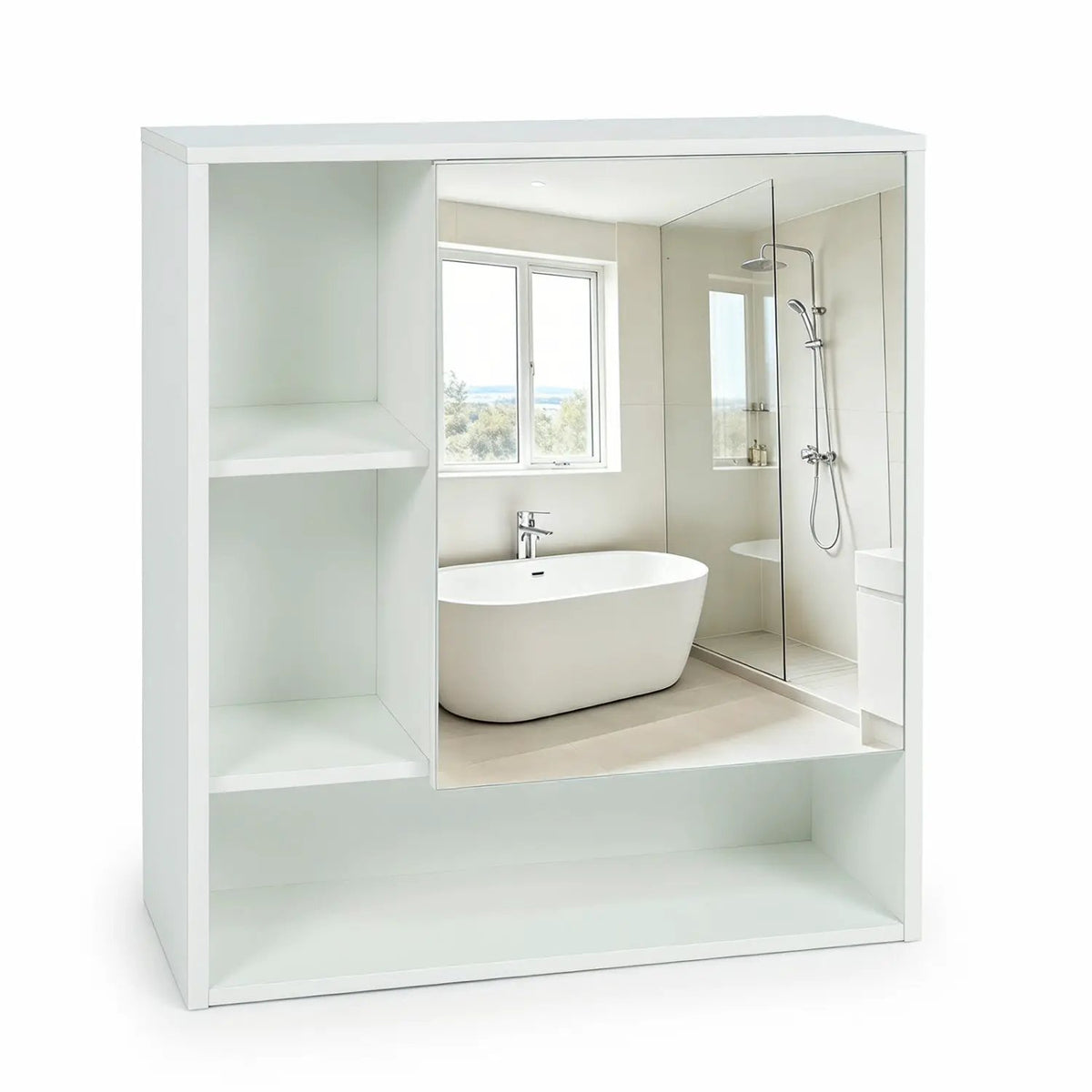 Wall-Mounted Mirror Cabinet with Hidden & Open Storage, photo 19 of 24