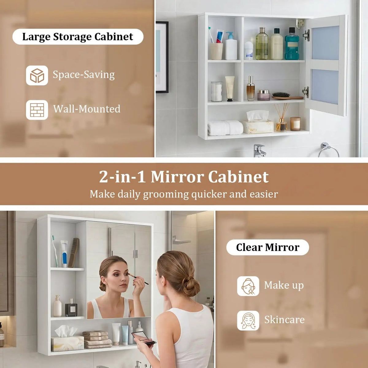 Wall-Mounted Mirror Cabinet with Hidden & Open Storage, photo 24 of 24