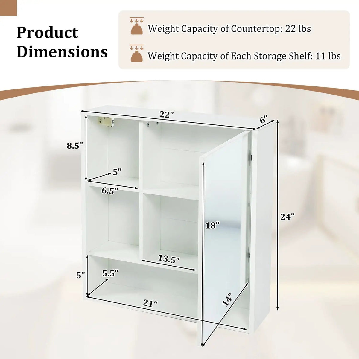 Wall-Mounted Mirror Cabinet with Hidden & Open Storage, photo 21 of 24