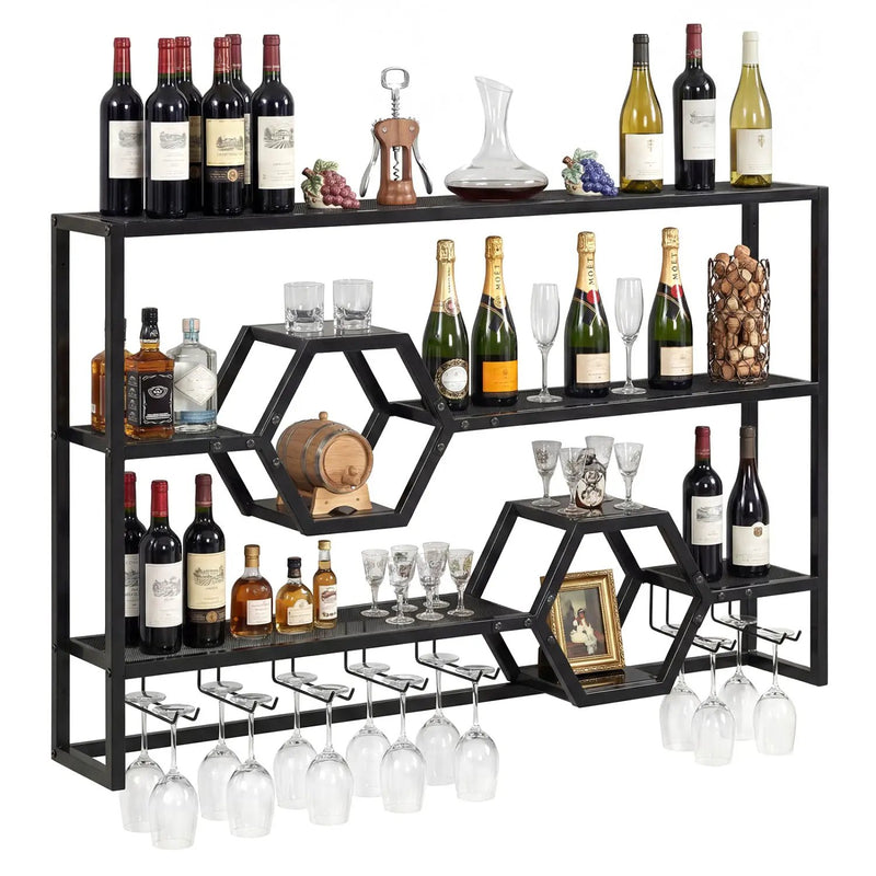 Wall Mounted Wine Rack 47" Large Floating Bar Shelves by DirectDeals