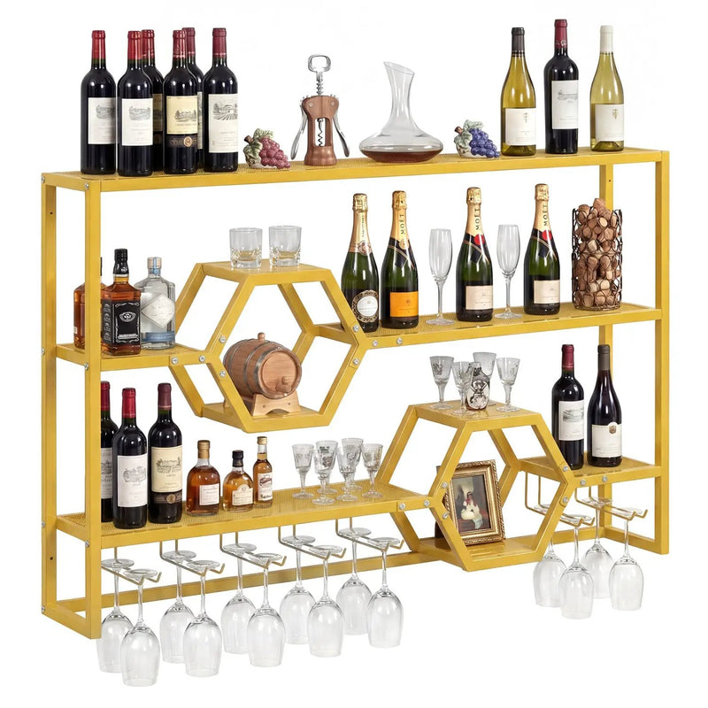 Wall Mounted Wine Rack 47" Large Floating Bar Shelves by DirectDeals