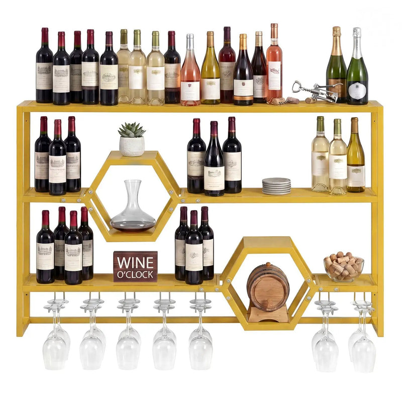 Wall Mounted Wine Rack 47" Large Floating Bar Shelves by DirectDeals