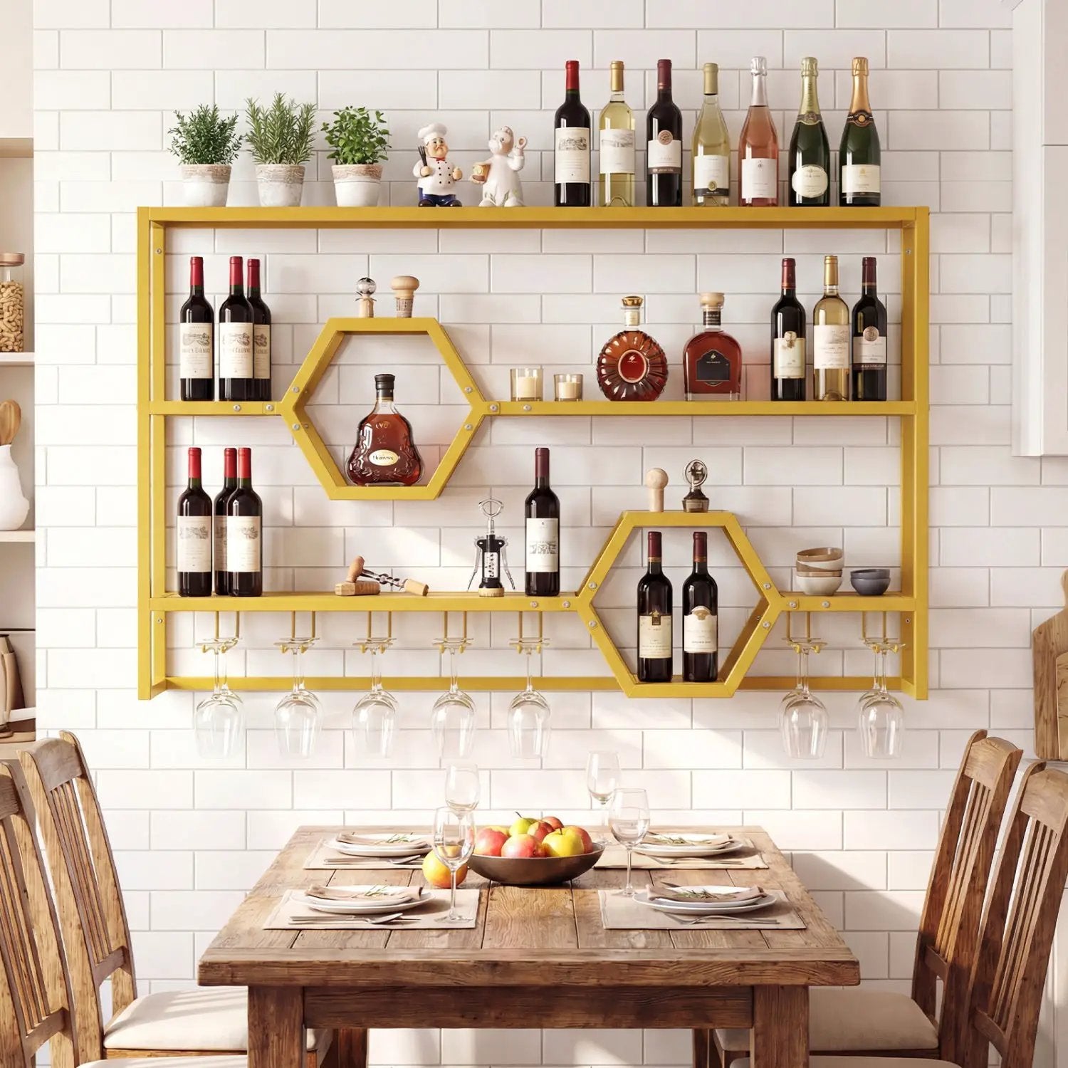 Wall Mounted Wine Rack 47" Large Floating Bar Shelves by DirectDeals