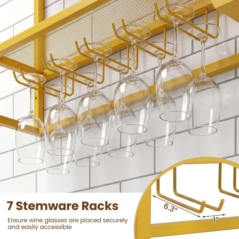 Wall Mounted Wine Rack 47" Large Floating Bar Shelves by DirectDeals