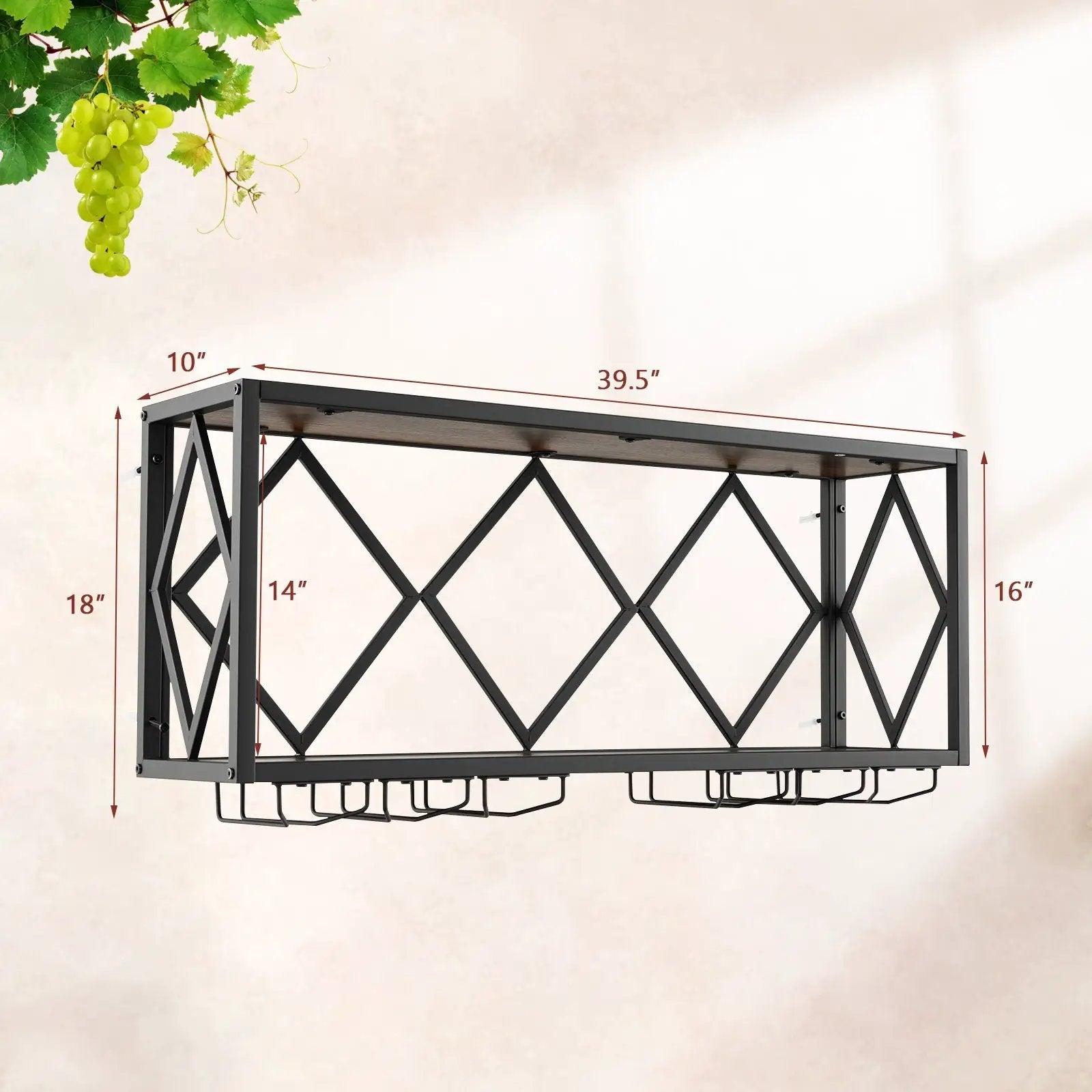 Wall Mounted Wine Rack for 39 Bottles and 12 Glasses by DirectDeals