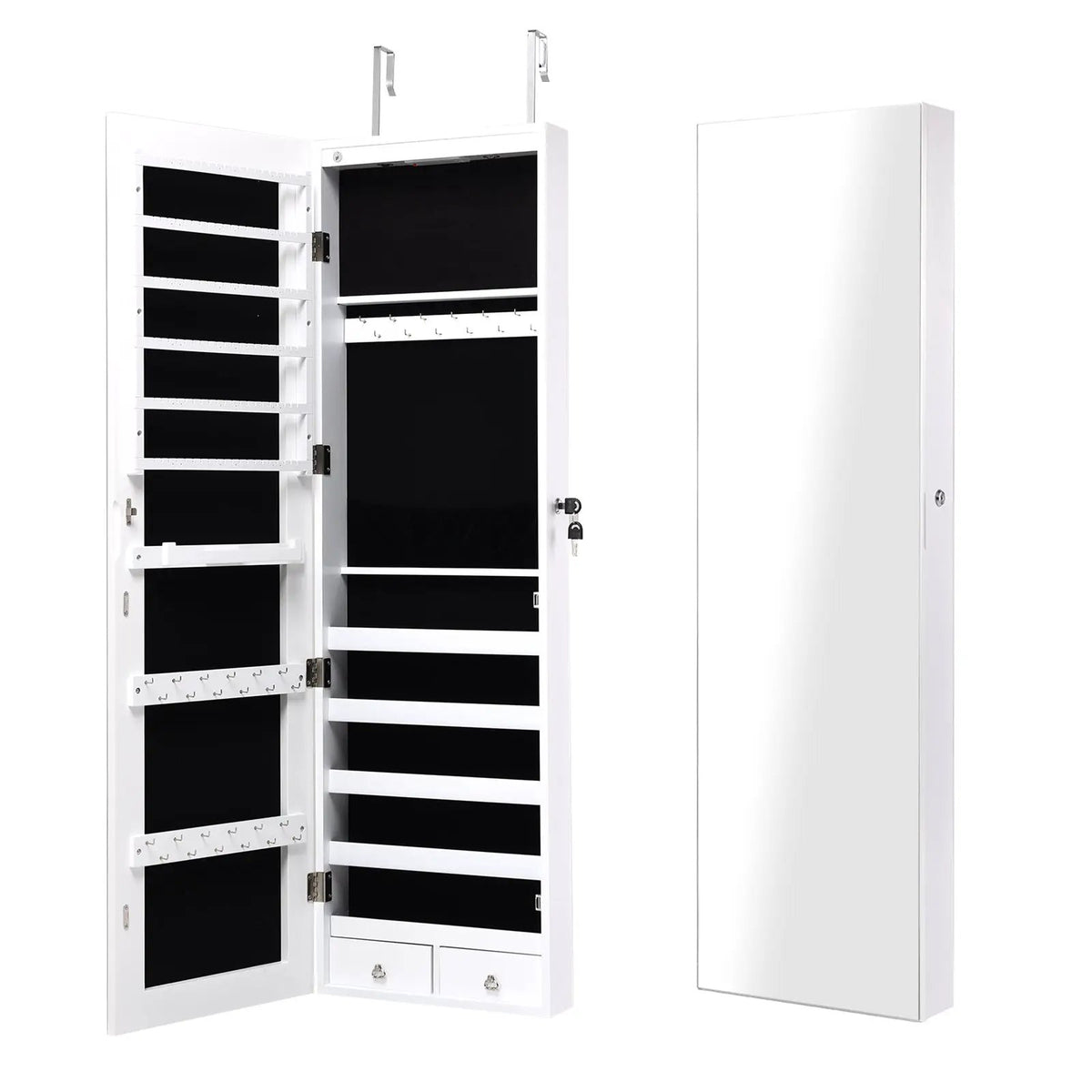 Wall and Door Mounted Mirrored Jewelry Cabinet with Lights, photo 11 of 17