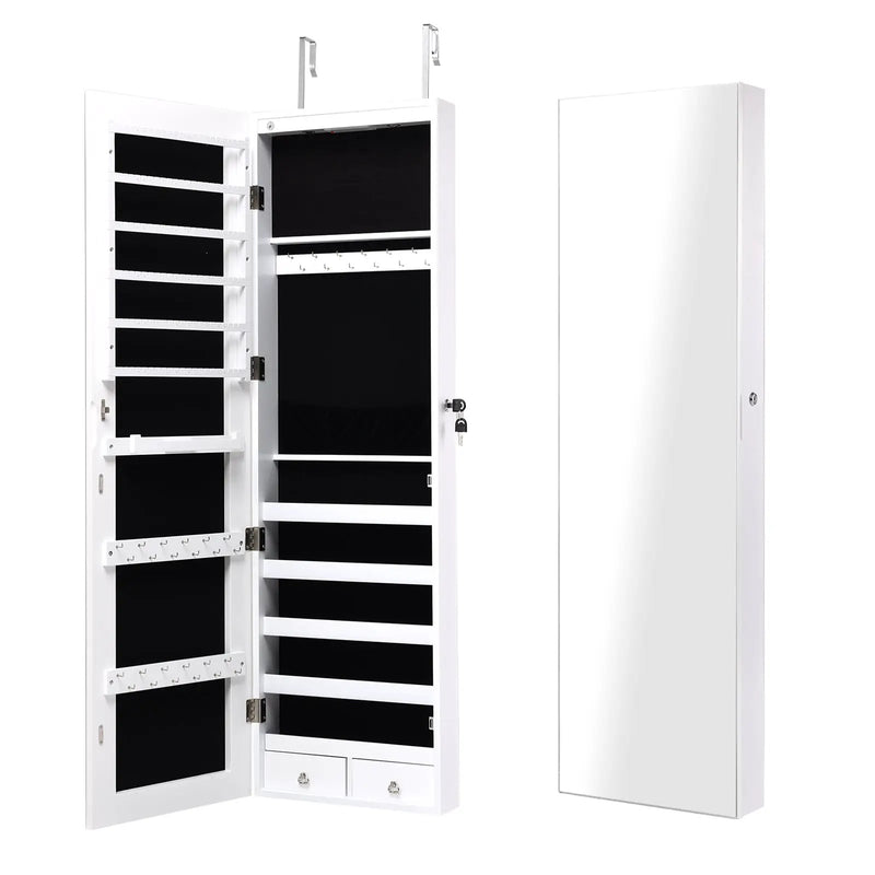 Wall and Door Mounted Mirrored Jewelry Cabinet with Lights by DirectDeals
