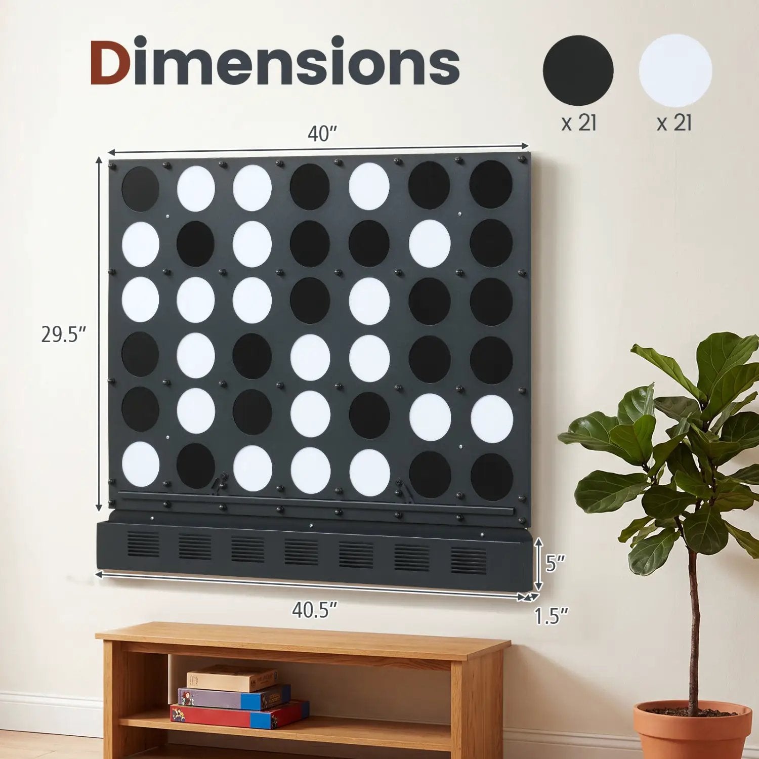 Wall-Mounted Jumbo 4-in-a-Row Game with Acrylic Discs by DirectDeals