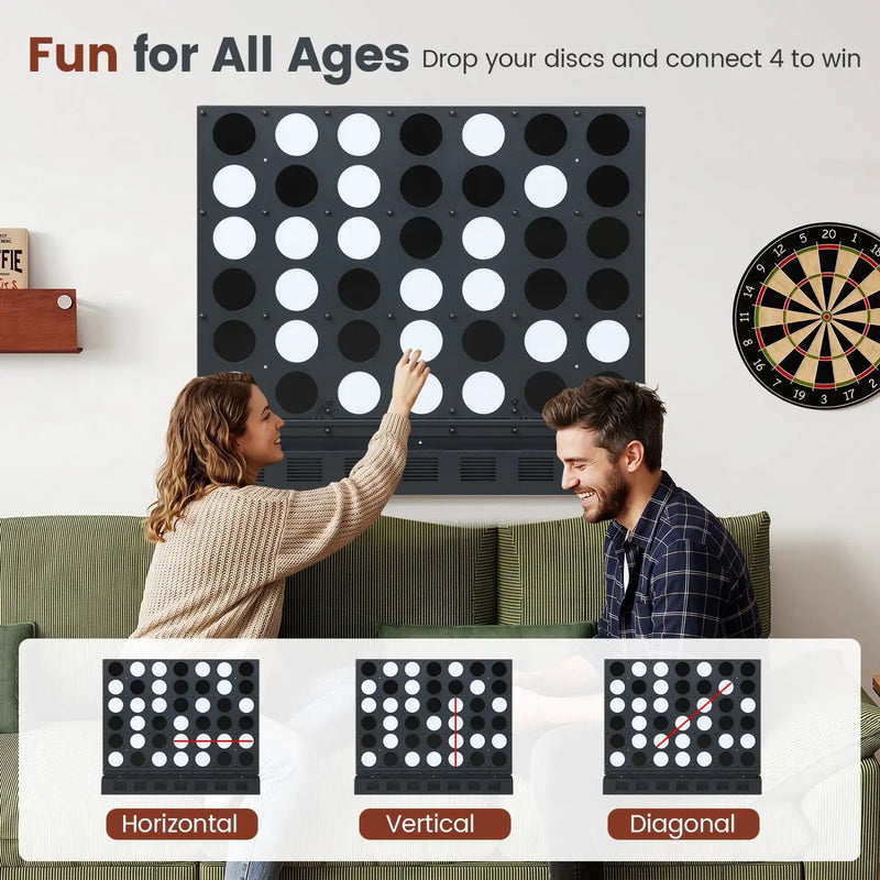 Wall-Mounted Jumbo 4-in-a-Row Game with Acrylic Discs by DirectDeals