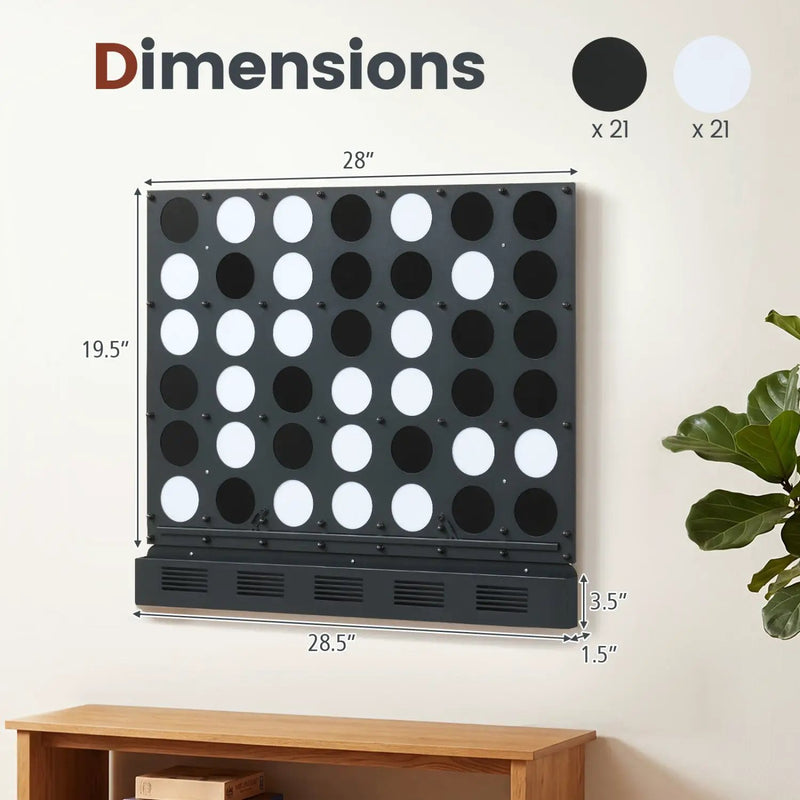 Wall-Mounted Connect 4 Game with Acrylic Discs by DirectDeals