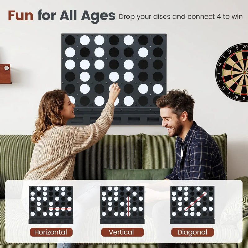 Wall-Mounted Connect 4 Game with Acrylic Discs by DirectDeals