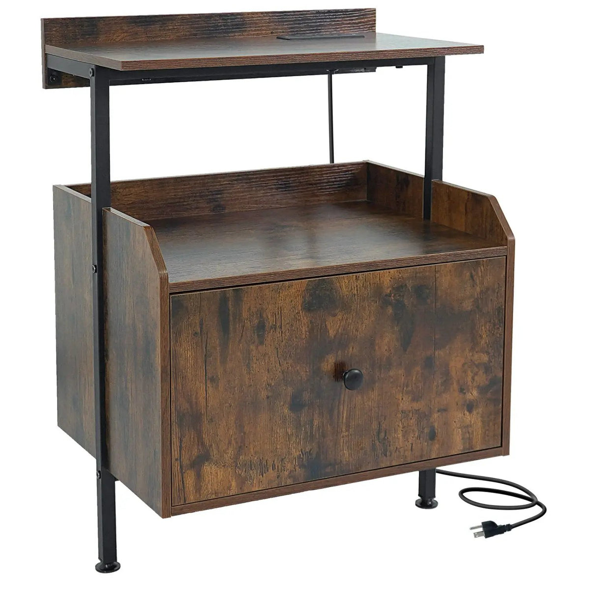 Wall-mounted Nightstand with LED Lights and Charging Station for Bedroom, photo 3 of 4