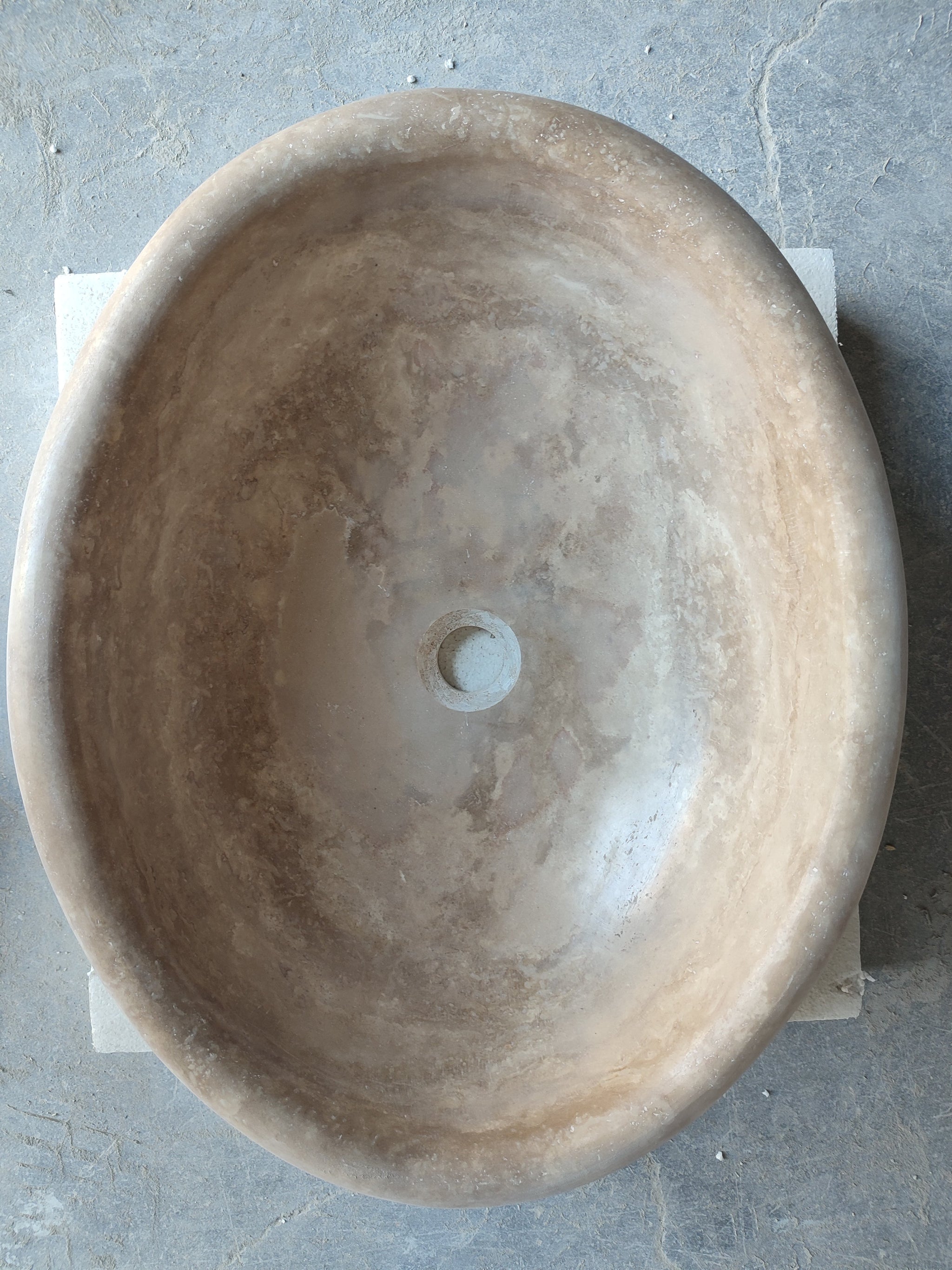 Walnut Travertine Natural Stone Vessel Sink Honed and Filled (W)17" (L)21" (H)6" by GobekDesign