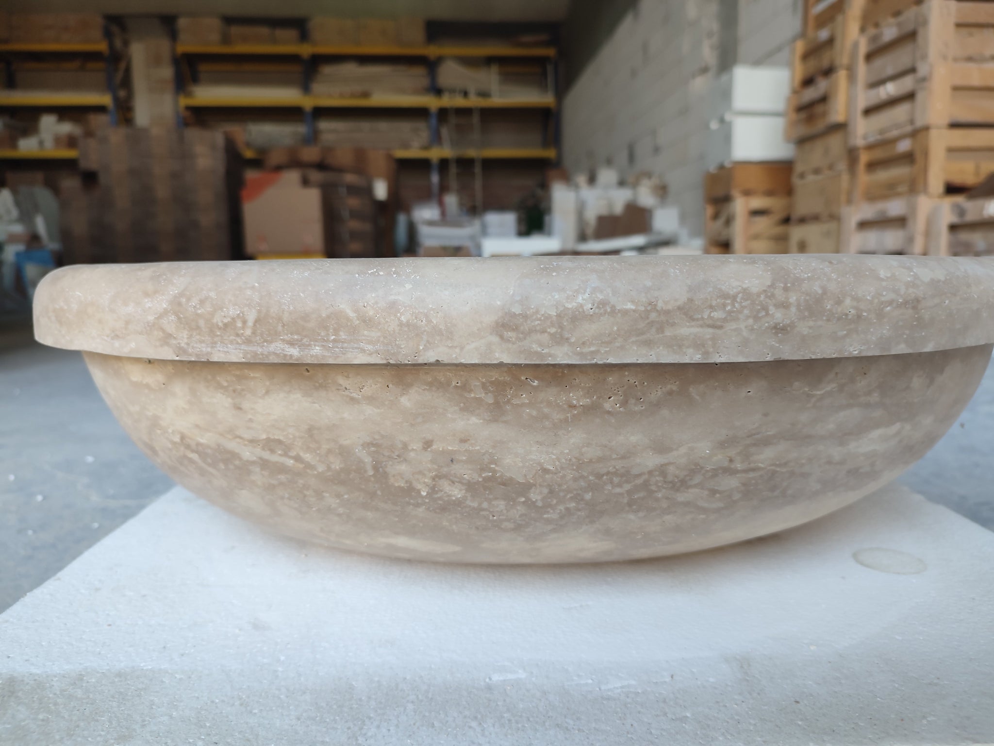 Walnut Travertine Natural Stone Vessel Sink Honed and Filled (W)17" (L)21" (H)6" by GobekDesign