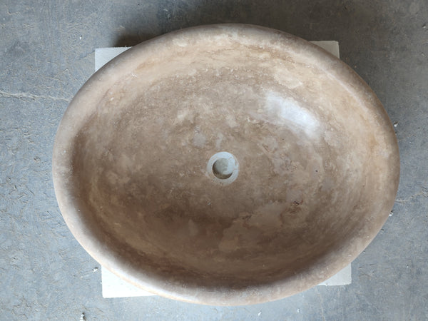 Walnut Travertine Natural Stone Vessel Sink with Honed and Filled Finish 17x21x6