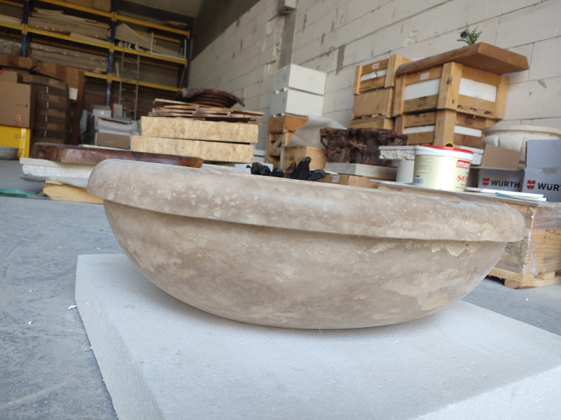 Walnut Travertine Natural Stone Vessel Sink Honed and Filled (W)17" (L)21" (H)6" by GobekDesign