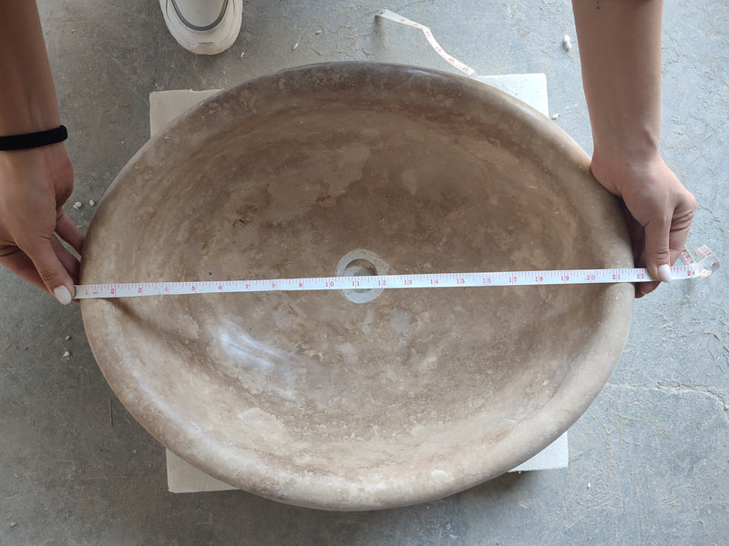 Walnut Travertine Natural Stone Vessel Sink Honed and Filled (W)17" (L)21" (H)6" by GobekDesign