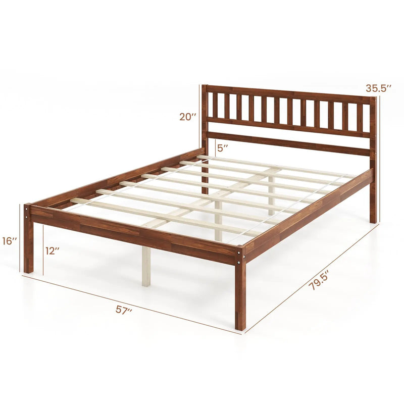 Twin/Full/Queen Size Wood Bed Frame with Headboard and Slat Support by DirectDeals